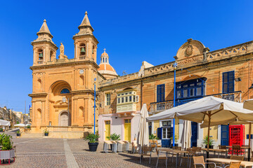 Fototapeta premium Marsaxlokk, Malta. The Church of Our Lady of Pompei.