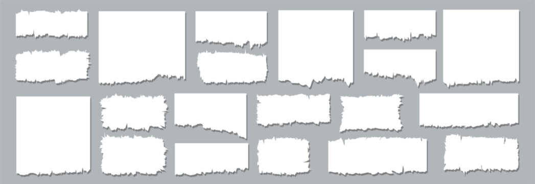 Torn Paper Edges and Ripped Frame Elements Collection with Realistic Rough Borders and Distressed Texture Set
