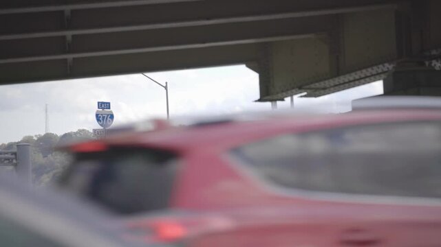 Interstate 376 East Highway Sign Beneath Urban Bridge