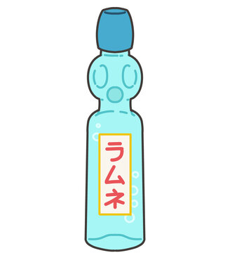 Ramune bottle with ramune label/ラベル付きラムネ瓶