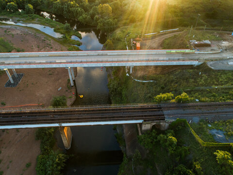 Railway bridge and new bridge part of Singleton bypass being built