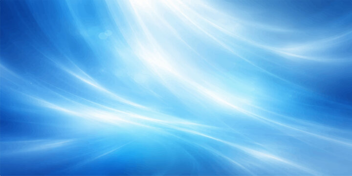 A bright abstract blue background features sunny rays of light shining through summer clouds in a heavenly sky design for a nature wallpaper