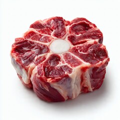 Obraz premium Raw oxtail steak on a pure white background for culinary use