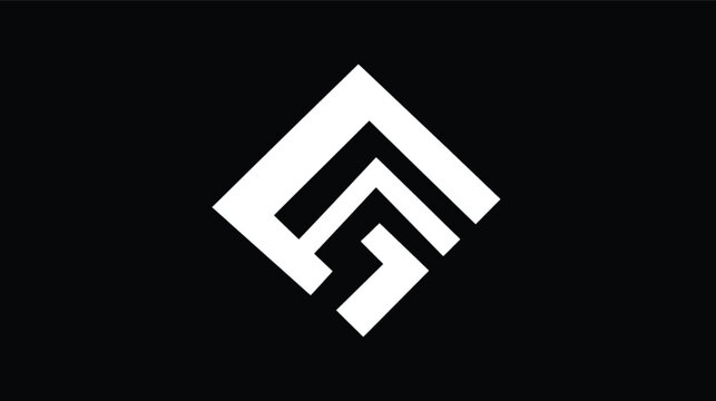 White Geometric Logo On Black Background For Corporate Branding Concepts