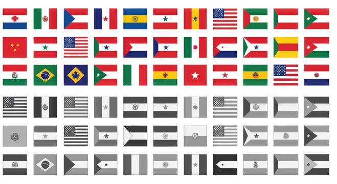 Collection of World Flags, National Symbols, International Relations, Global Unity