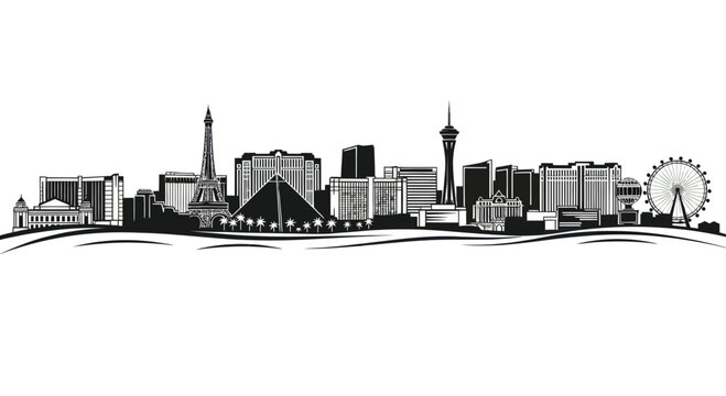 Las Vegas Skyline Silhouette - Iconic Buildings and Landmarks