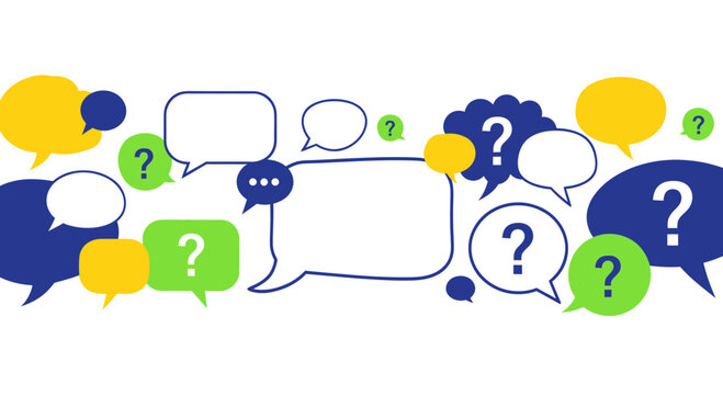 Speech Bubbles with Question Marks - Communication, Ideas, and Uncertainty