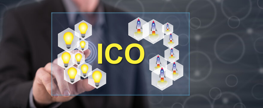 Man touching an ico concept