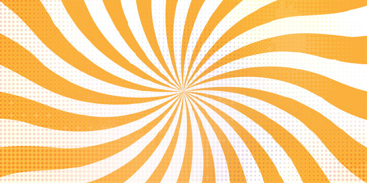 Yellow cosmic summer light of sunburst paper starburst with halftone wallpaper. 
