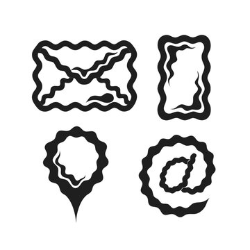 Wavy Outline Hand Drawn Communication Icons Set.
