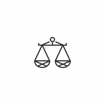 Simple line icon of balanced scales.