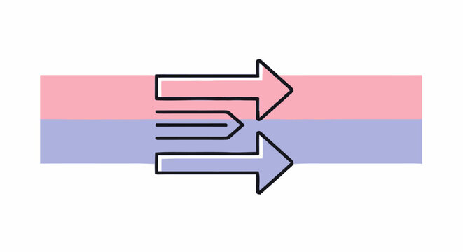 Arrows pointing in opposite directions.
