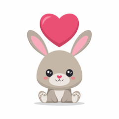 Obraz premium Cute cartoon rabbit with a heart