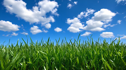 Fototapeta premium Fresh Green Grass Under a Clear Sky