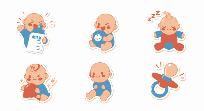 Cute baby with pacifier expressions.