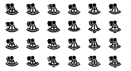 Black chess piece icons, vector set of 20, chess symbols, monochrome graphics, strategy game elements © Olivia