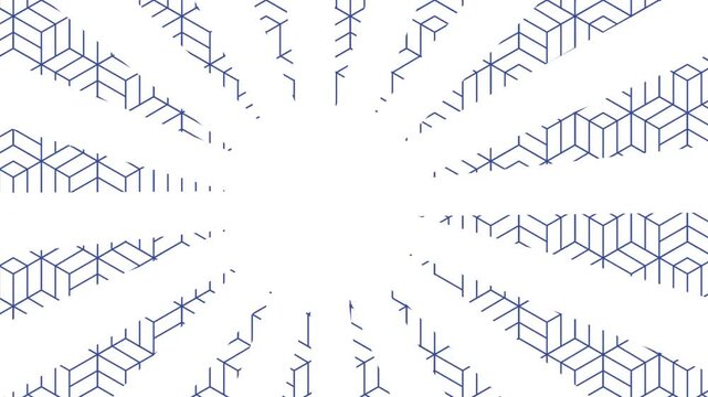 Abstract Geometric Pattern Radiating from Center with Cube Motifs.