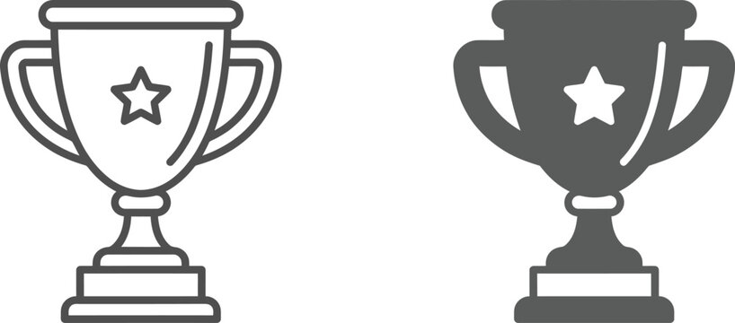 Victory Trophy and Award Cup Icon Set in Line, Glyph, and Solid Styles