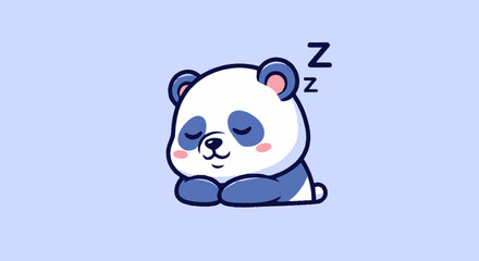Fototapeta premium Cute Cartoon Panda Bear Sleeping Peacefully.