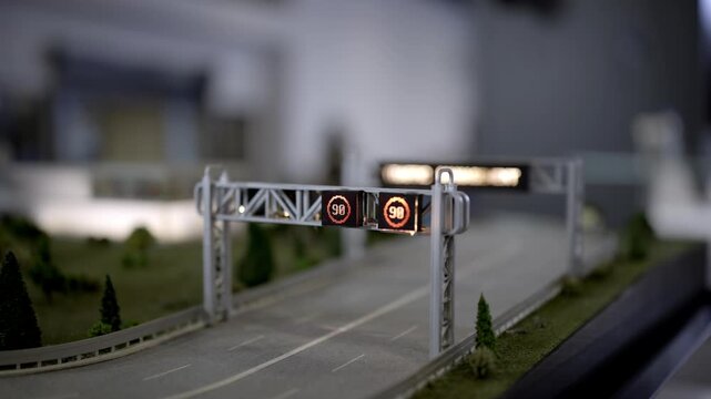 Miniature Smart Highway Model with Toll Booth and Digital Speed Limit Display