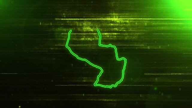 4K Resolution, Paraguay Country Digital Futuristic Glitch Map, Futuristic AI Paraguay Map Opener Suitable for Politics, Elections, News and Sports Events