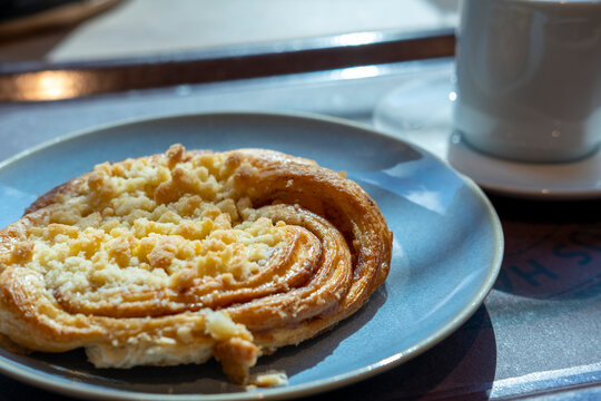 Sweet German pastry served on a plate in a Berlin Germany cafe shows dessert food and breakfast appeal with soft texture and charm