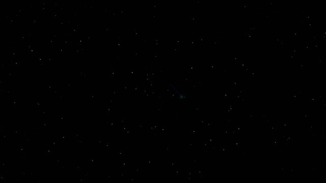 Cinematic starfield animation with drifting blue comets and deep black space, creating a sleek futuristic motion graphic backdrop
