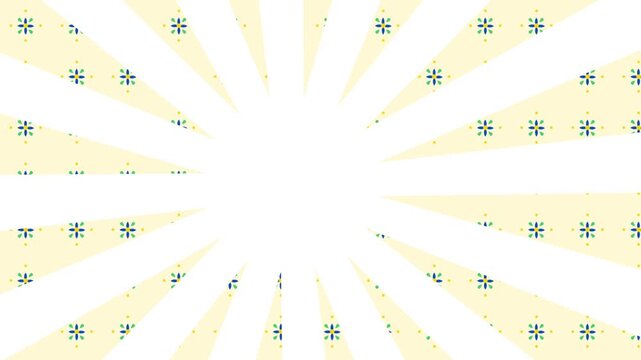 Abstract radial background with small green clover symbols.