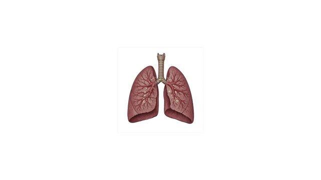 Human Lungs Anatomy Animation, Realistic 3D Medical Illustration of Respiratory System, Healthy Internal Organs Function Concept, Breathing Process and Biology Education