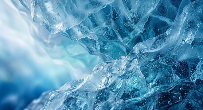 Abstract blue ice crystals with translucent frozen texture.generative AI