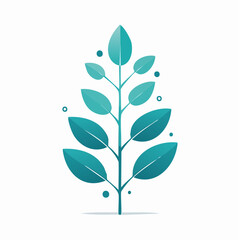 Fototapeta premium Stylized Teal Plant with Leaves and Dots