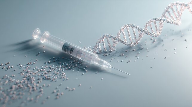 Flat lay of prenatal genetic testing kit on clean surface, soft daylight, minimalistic composition, subtle DNA hologram overlay suggesting screening for Cornelia de Lange Syndrome