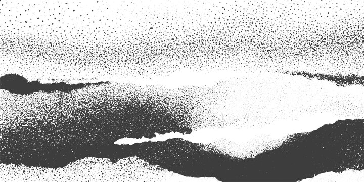 Abstract Monochrome Grainy Landscape Background with Stipple Texture and Noise Effect Vector Art