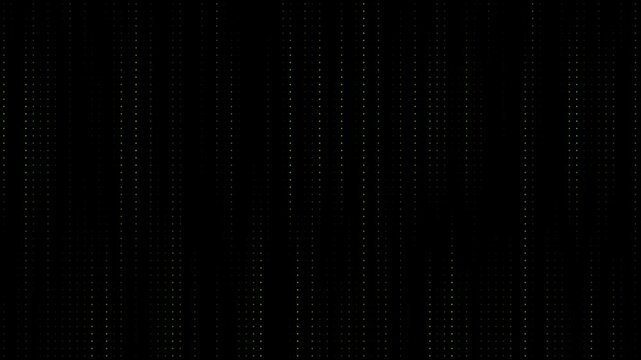 High technology animated technological background with randomly glowing dots and fading out, data information matrix animation.