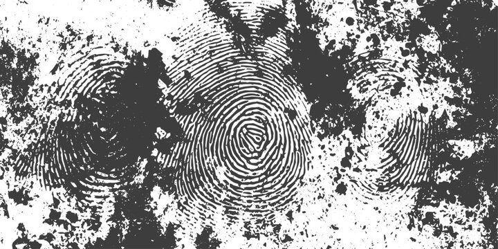 Abstract Black and White Grunge Texture with Fingerprint Patterns and Distressed Ink Splatter Background Vector Illustration