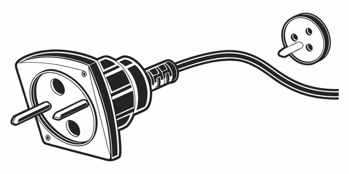 Australian electrical plug and socket set black and white illustration line art electrical connection electricity appliance equipment industry illustration component technical domestic