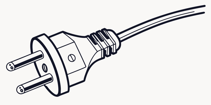 European schuko electrical plug black and white illustration line art electrical connection electricity appliance equipment industry illustration component technical domestic household