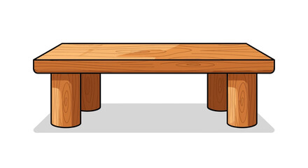 Fototapeta premium Wooden low table, natural wood, simple design, isolated on white background
