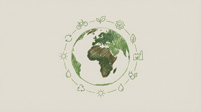 eco friendly earth with green icons