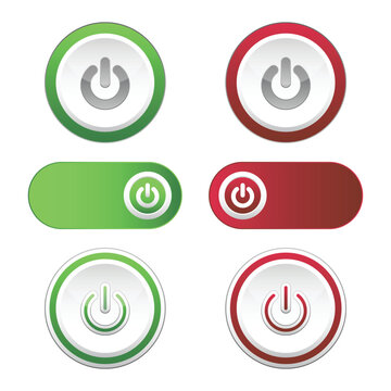 Modern power switch UI buttons set vector illustration