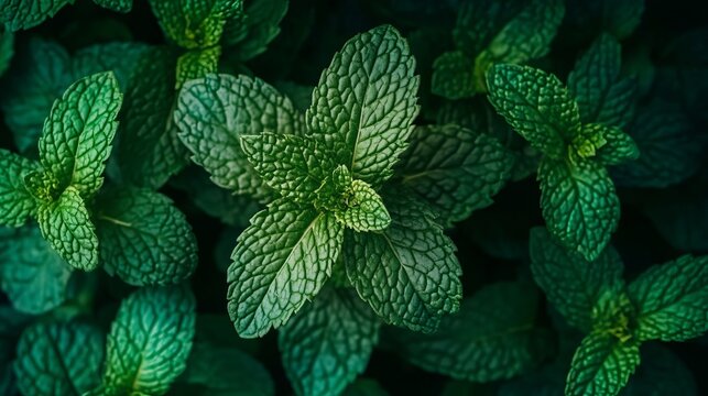 Vibrant Mint Plant in Botanical Garden, Aromatic Herb for Culinary Use and Natural Beauty