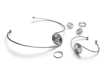 Obraz premium Beautiful silver accessories on white background