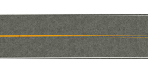 Fototapeta premium 3d rendering Asphalt road highway top view with double yellow line