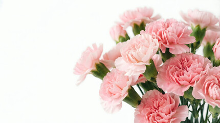 Fototapeta premium pink carnations bouquet on white background