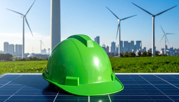 wind turbine and solar panels