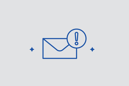 Email warning line icon for phishing alerts and suspicious message notifications. Protective vector illustration for email client security filters and digital literacy training materials.
