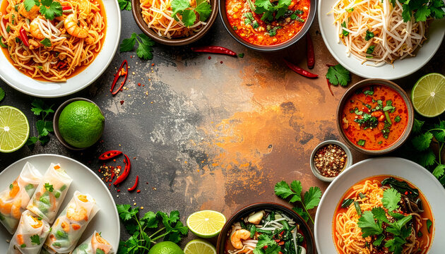 Thai Food Frame Background with Copy Space