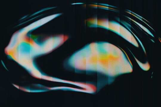 Abstract Holographic Liquid Light with Chromatic Aberration and Glitch Scanlines Dark Futuristic Background