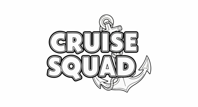 Anchor graphic with bold text "CRUISE SQUAD" in bubble letters