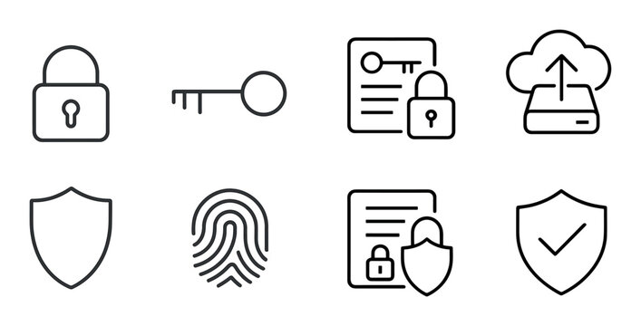Security icons representing data protection on interface